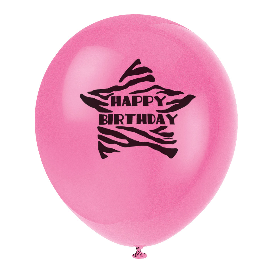 Ballonger Happy Birthday Zebra - 8-pack