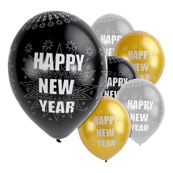 Ballonger Happy New Year Metallic - 6-pack