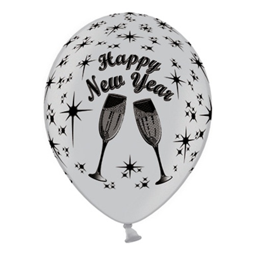 Ballonger Happy New Year Silver - 6-pack