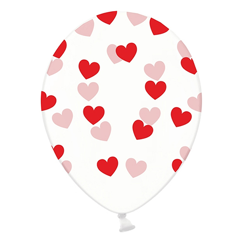Ballonger Transparenta med Röda Hjärtan - 50-pack