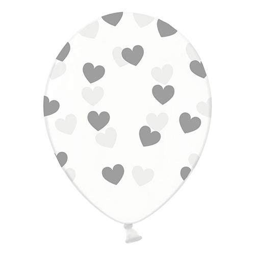 Ballonger Transparenta med Silverhjärtan - 50-pack