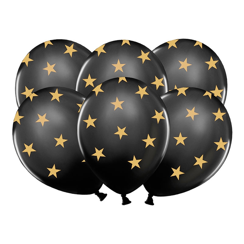 Ballonger Svarta med Stjärnor - 50-pack