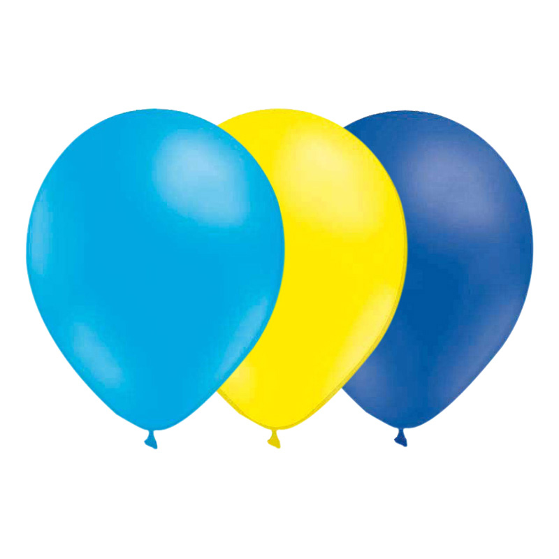 Ballongkombo Ljusblå-Ljusgul-Blå - 15-pack