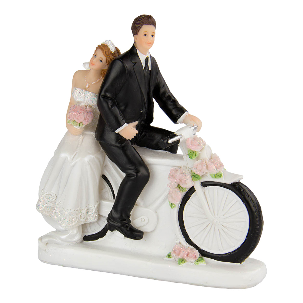 Bröllopsfigur Brudpar på Cykel