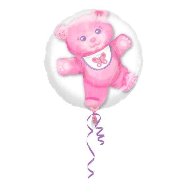 Dubbelballong Rosa Nallebjörn