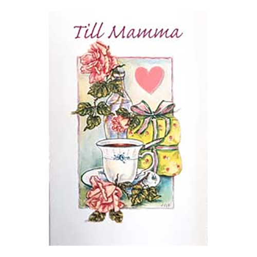 Dubellkort Mini Grattis Mamma Rosa Ros och Paket Trivselkort 