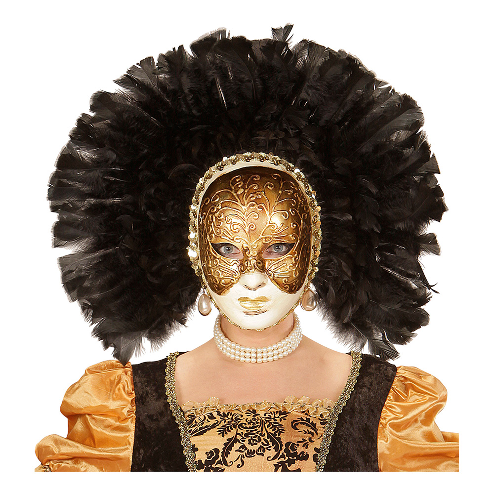 Fidelio Mask med Svarta Fjädrar - One size