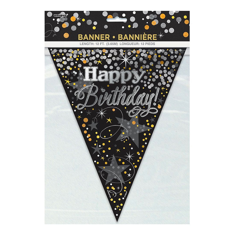 Flaggirlang Glitter Happy Birthday