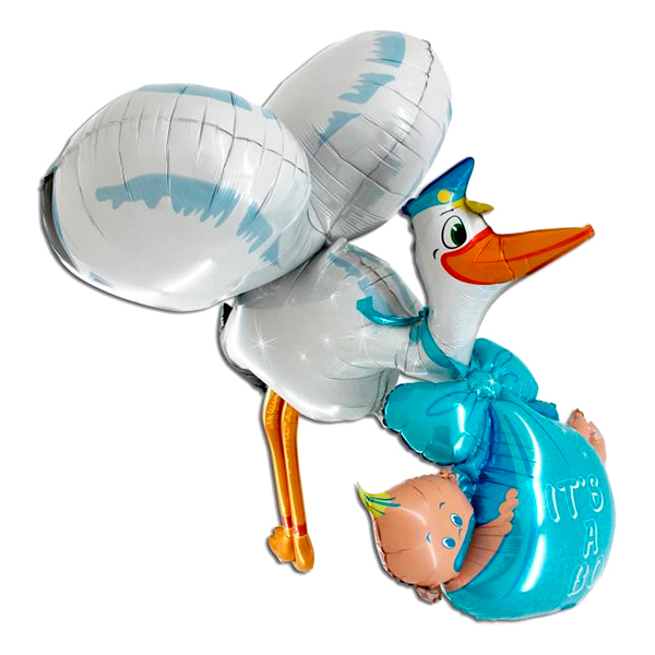 Folieballong Baby Boy Stork