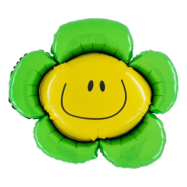 Folieballong Blomma Smiley Grön