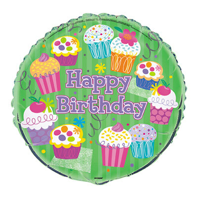 Folieballong Cupcake Happy Birthday