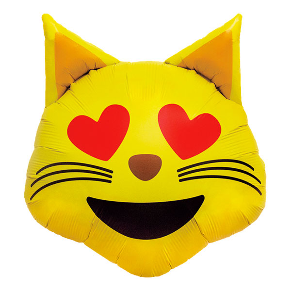 Folieballong Emoji Heart Eyes Katt