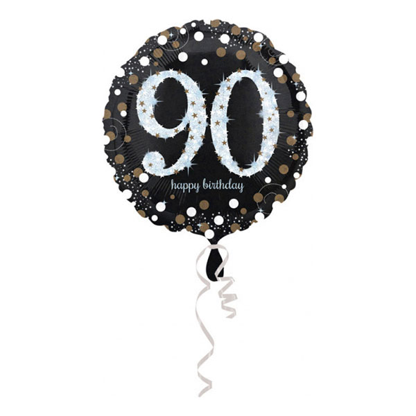 Folieballong Happy Birthday 90 Glitter