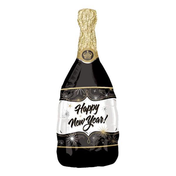 Folieballong Happy New Year! Champagneflaska