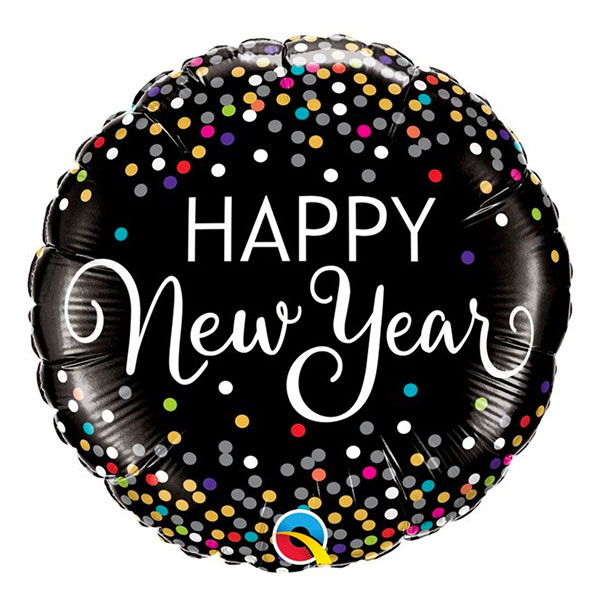Folieballong Happy New Year Konfetti