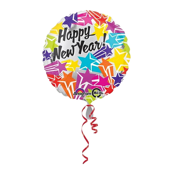 Folieballong Rund Happy New Year