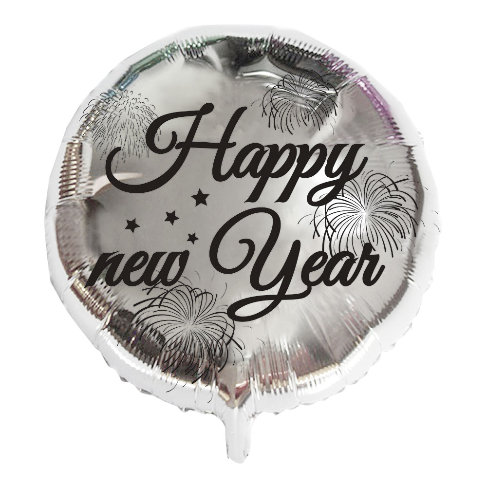 Folieballong Silver Happy New Year