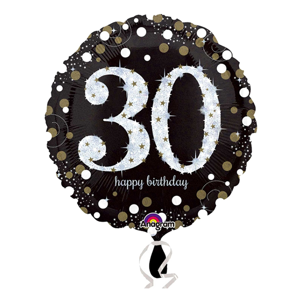 Folieballong Sparkling Birthday 30 - Siffra 30