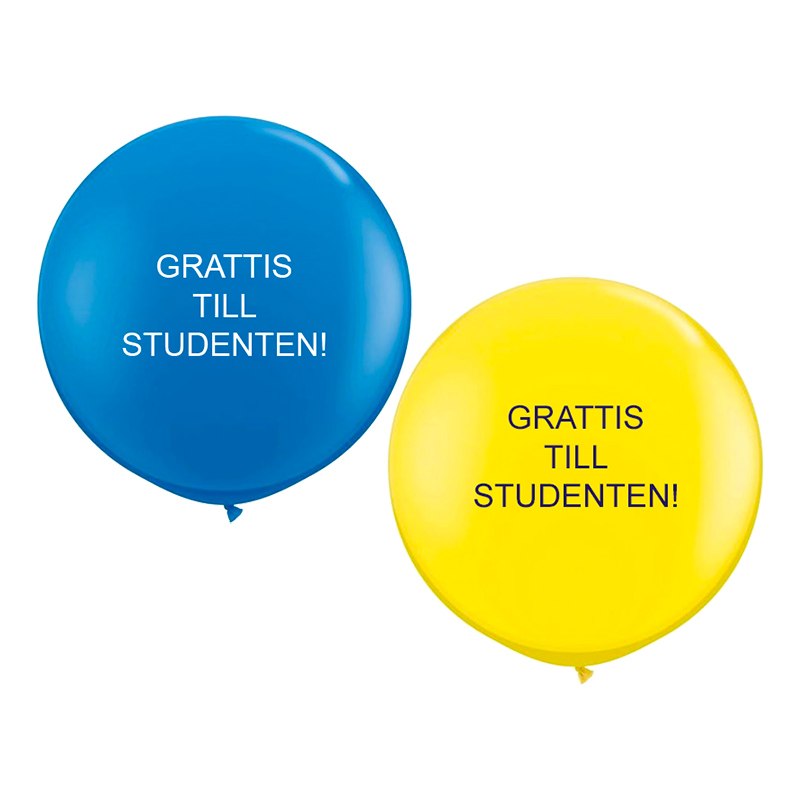 Jätteballong Grattis till Studenten - Gul