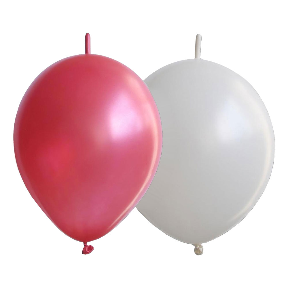 Kedjeballonger Röda/Vita - 25-pack