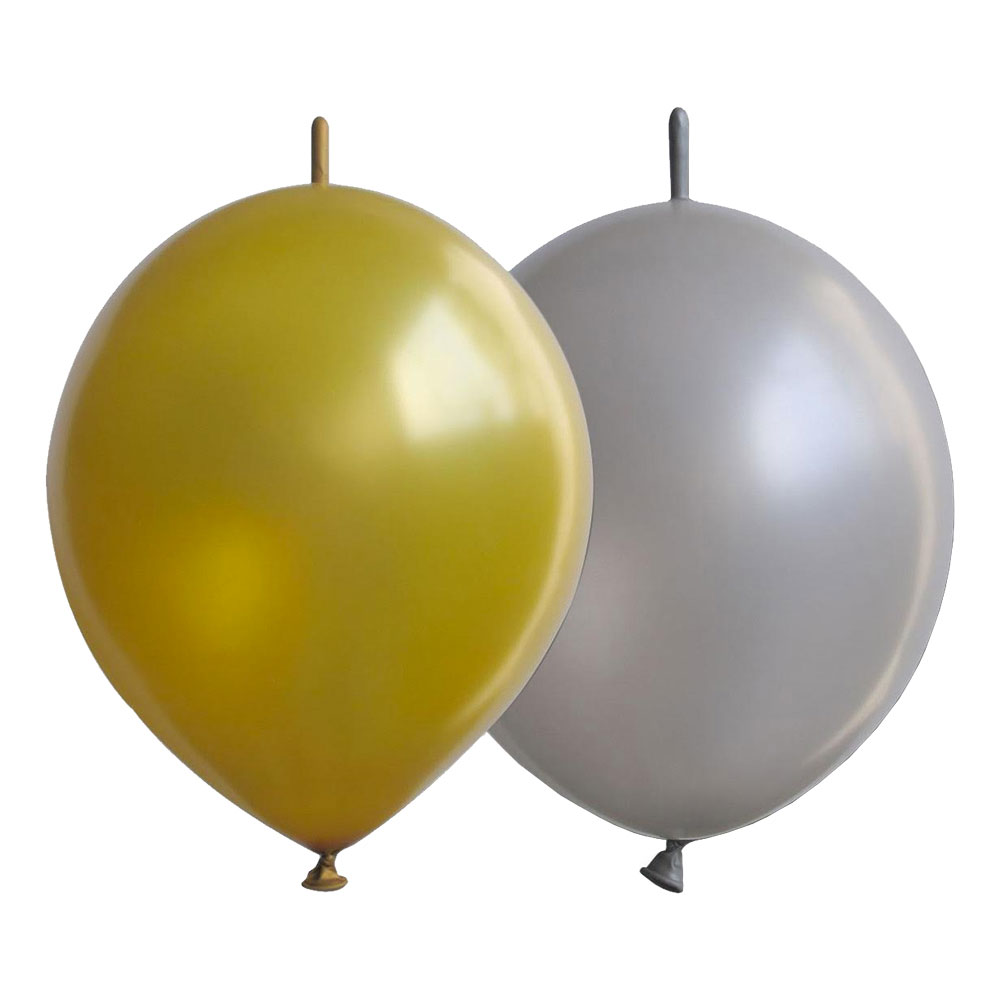 Kedjeballonger Silver/Guld - 10-pack