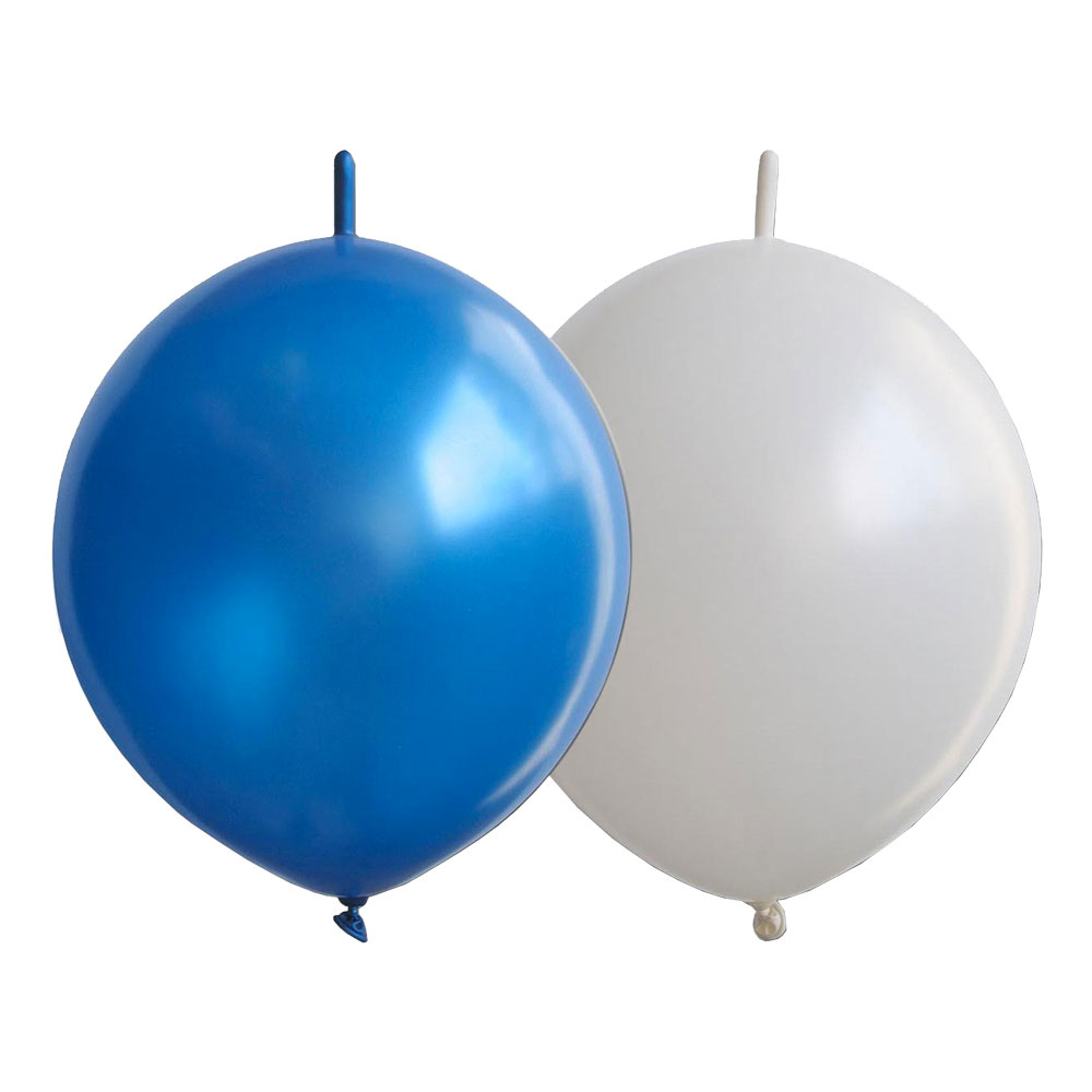 Kedjeballonger Vita/Blå - 25-pack