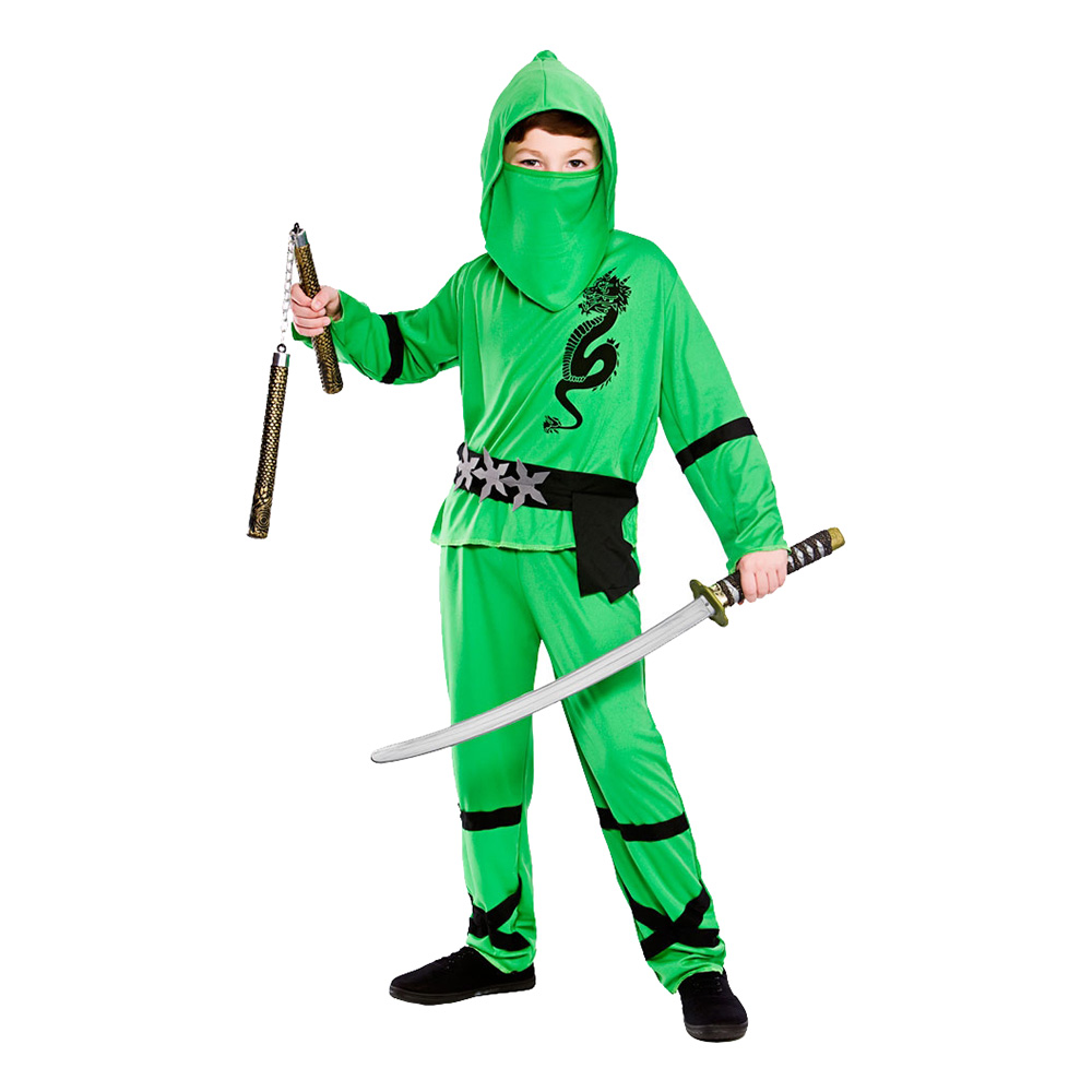 Ninja Grön Barn Maskeraddräkt - Large