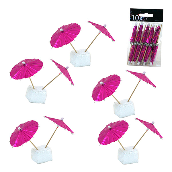 Partyparasoll Rosa - 10-pack