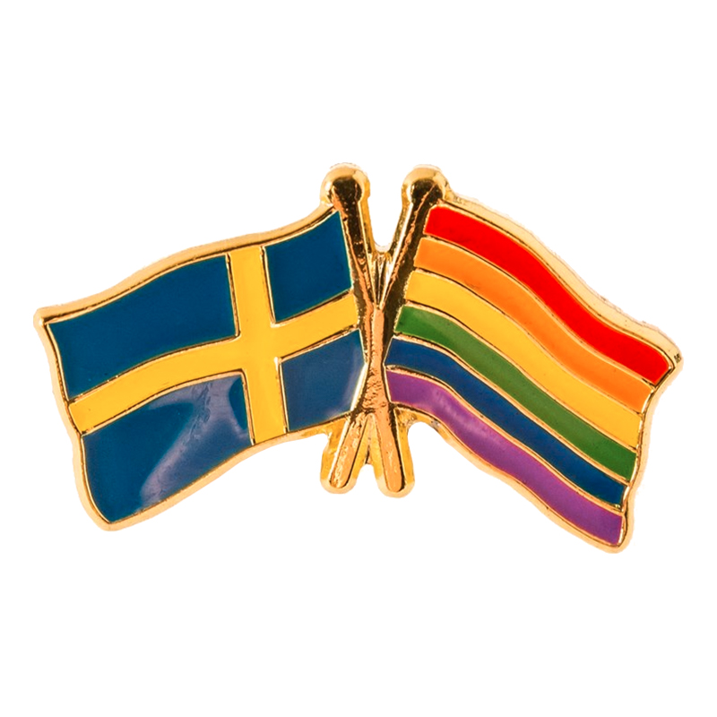 PIN Regnbågsflagga Svensk flagga