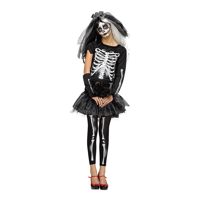 Skelettklänning Teen Maskeraddräkt - One size