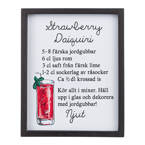 Tavla i Trä Text Strawberry Daiquiri