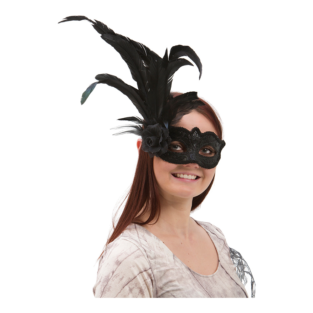 Venetiansk Ögonmask med Fjädrar - One size