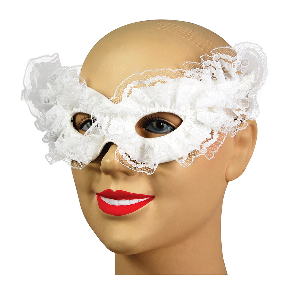 Vit Venetiansk Carnivalmask - One size
